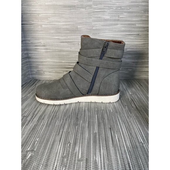 BOC Born Concept Womens Kiley Boots‎ Gray Straps Buckle Ankle Zip 7 M New - Picture 4 of 10